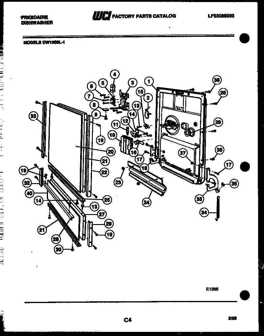 Frigidaire DW1800LW1 door parts diagram