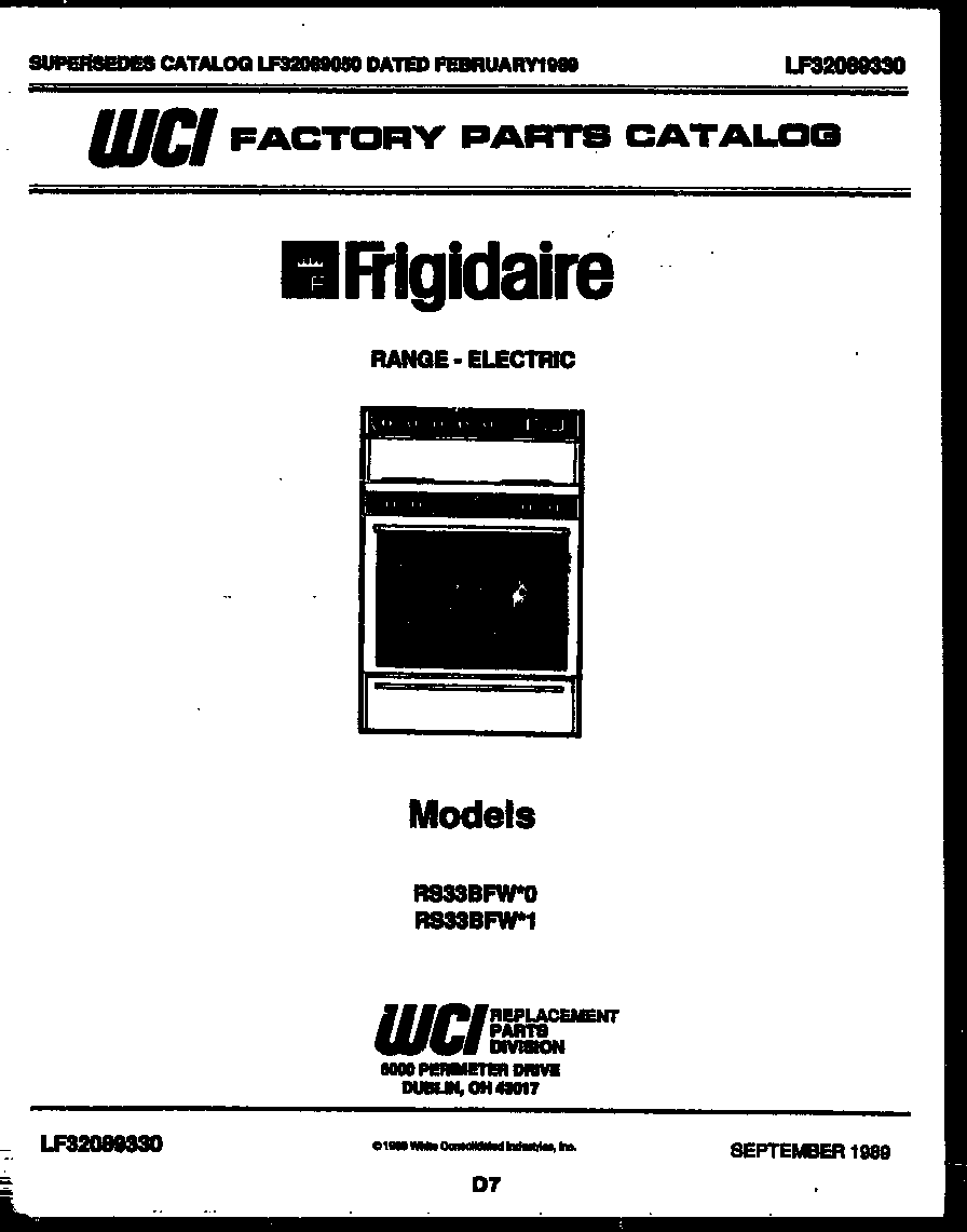 Frigidaire RS33BFW0 cover diagram