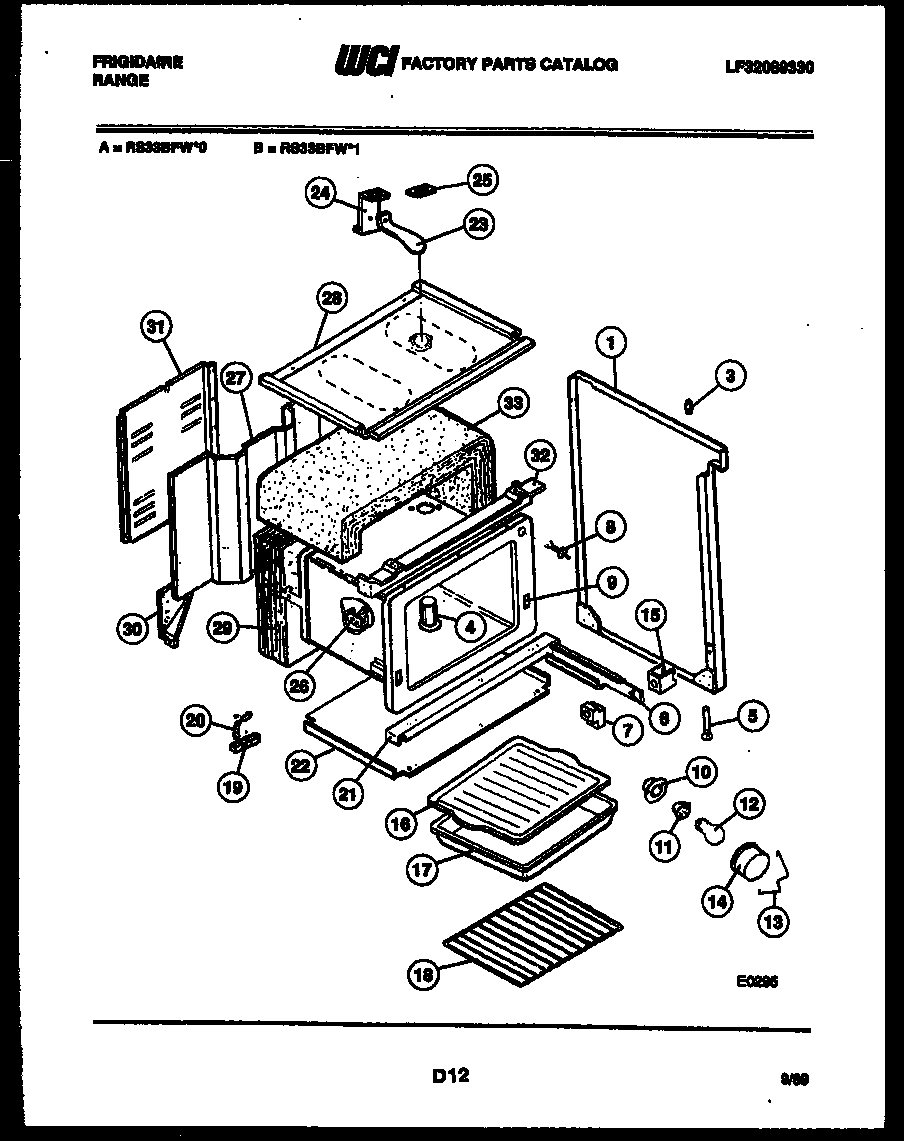 Frigidaire RS33BFW0 body parts diagram