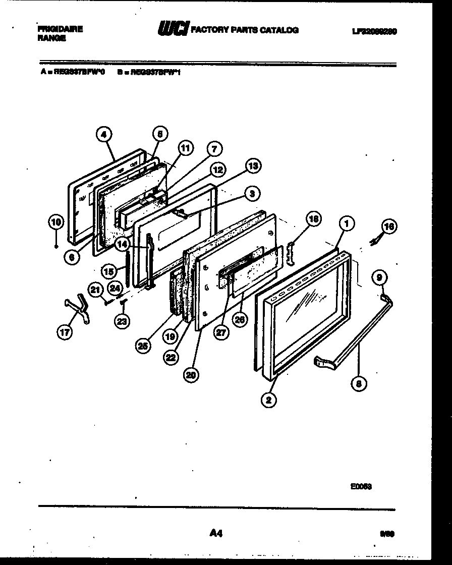 Frigidaire REGS37BFW0 door parts diagram