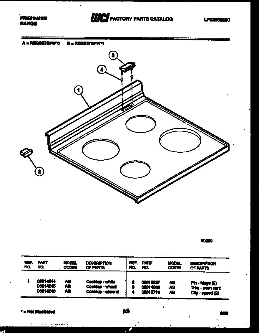 Frigidaire REGS37BFW0 cooktop parts diagram