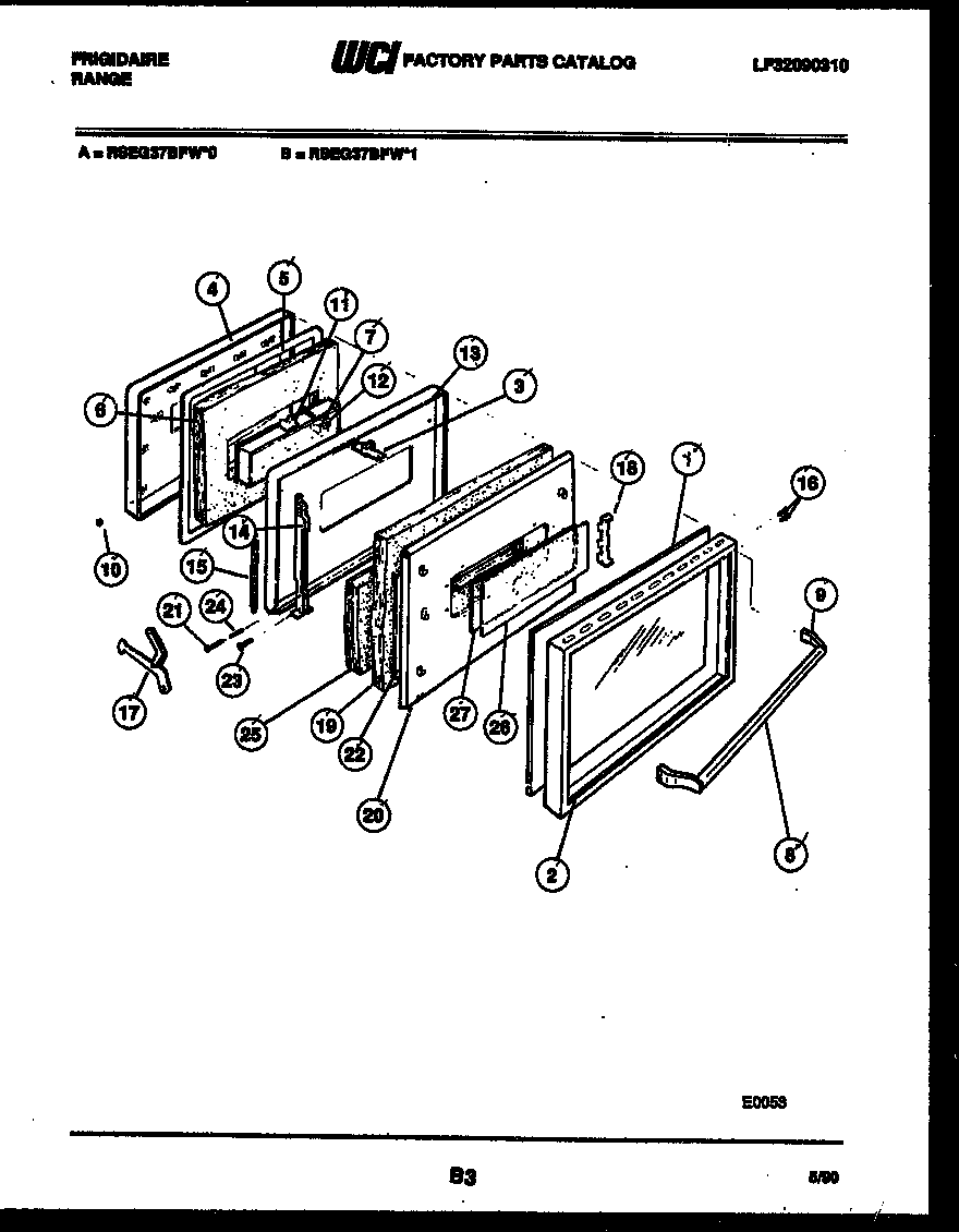 Frigidaire RSEG37BFW1 door parts diagram