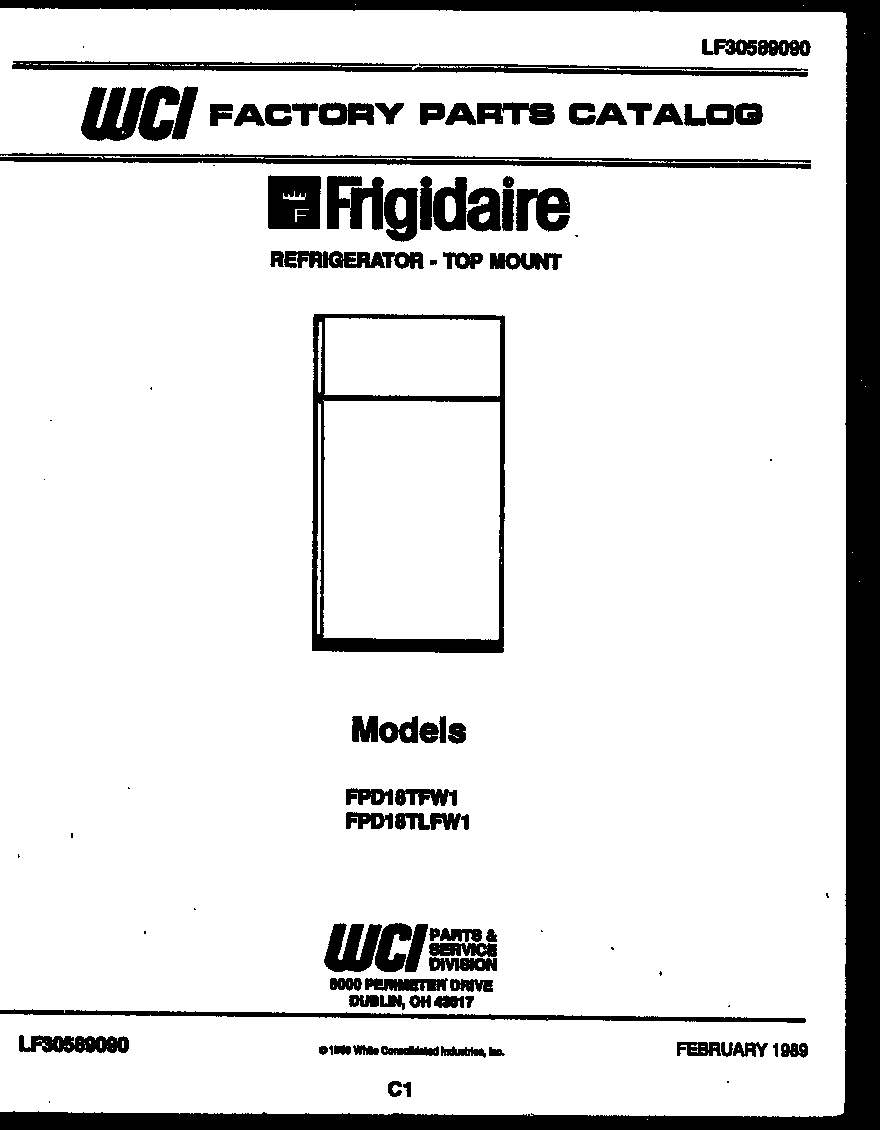Frigidaire FPD18TFF1 cover page diagram