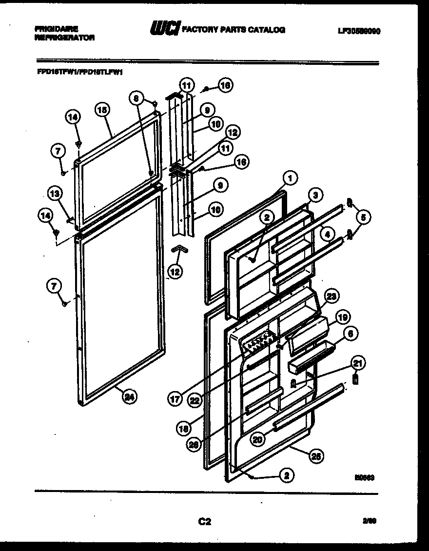 Frigidaire FPD18TFF1 door parts diagram