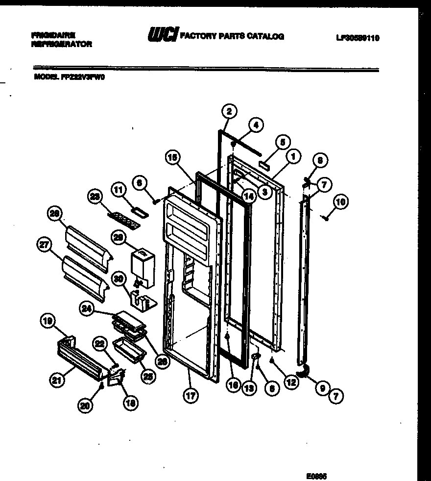 Frigidaire FPZ22V3FL0 refrigerator door parts diagram