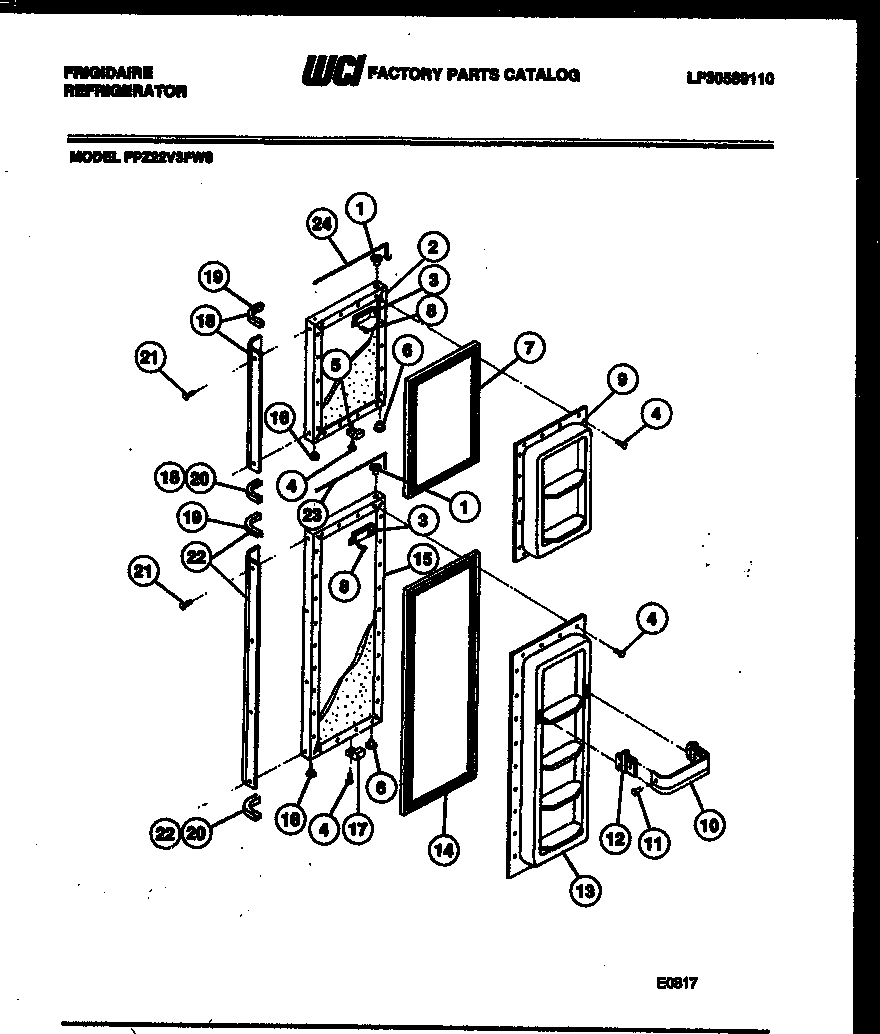 Frigidaire FPZ22V3FL0 freezer door parts diagram