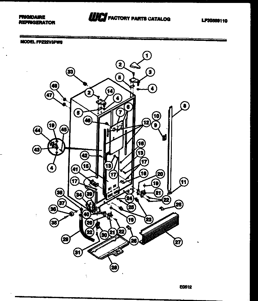 Frigidaire FPZ22V3FL0 cabinet parts diagram
