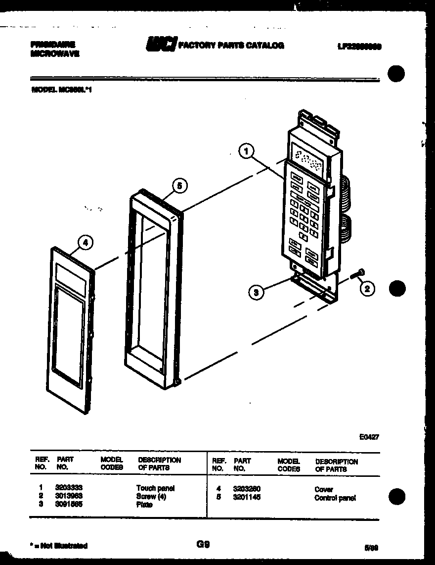 Frigidaire MC850L1 control panel diagram