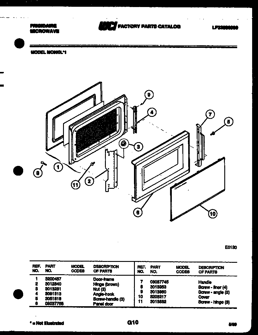 Frigidaire MC850L1 door parts diagram