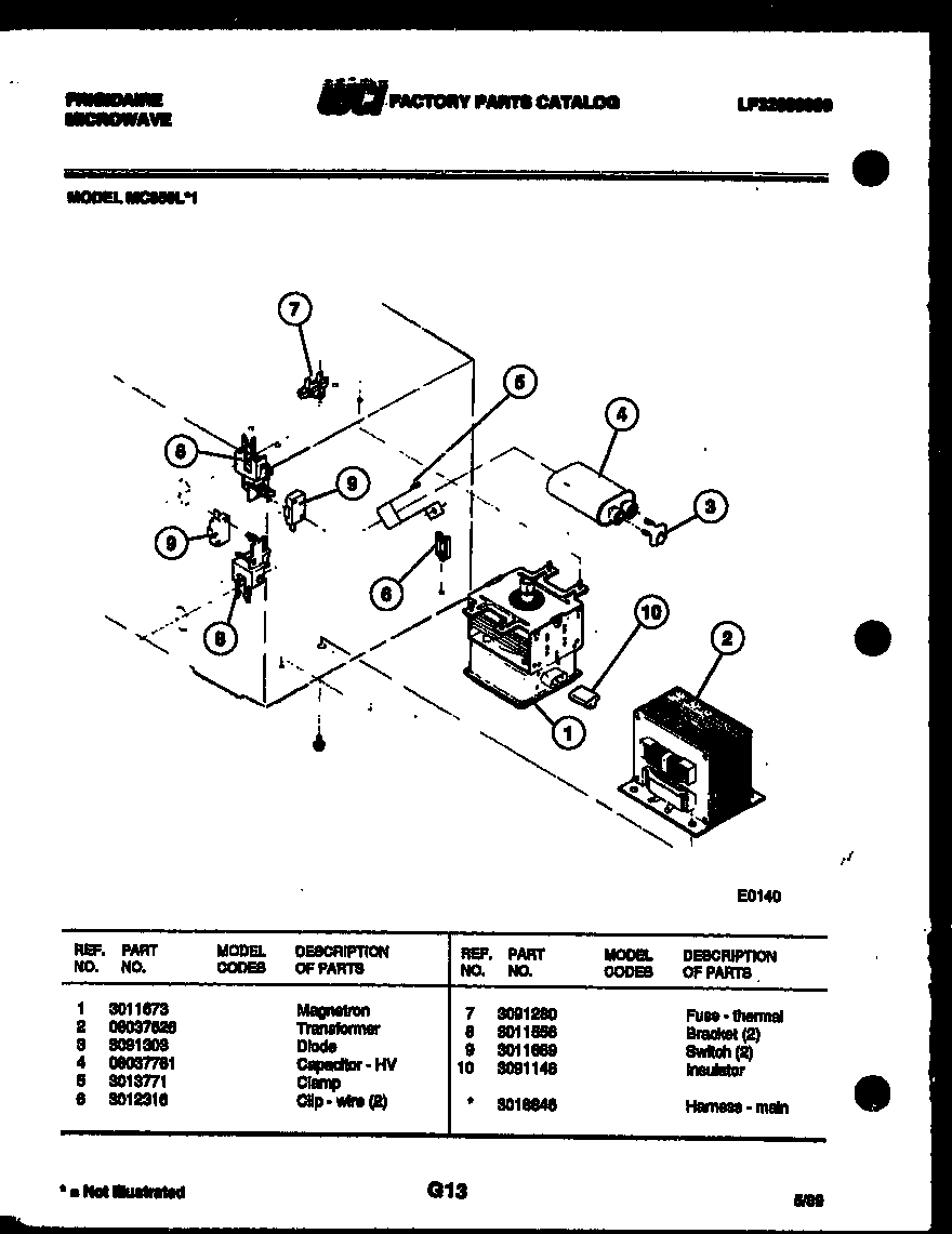 Frigidaire MC850L1 power control diagram