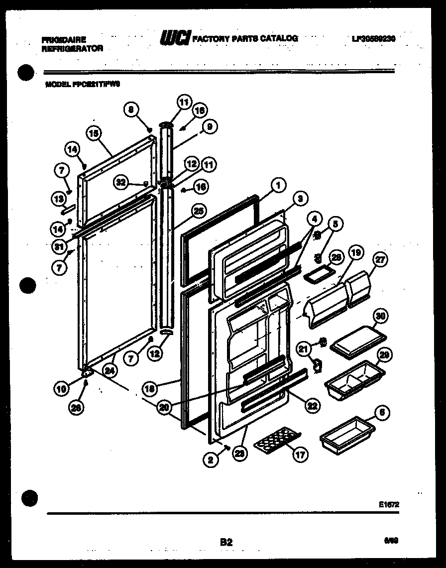 Frigidaire FPCE21TIFL0 door parts diagram