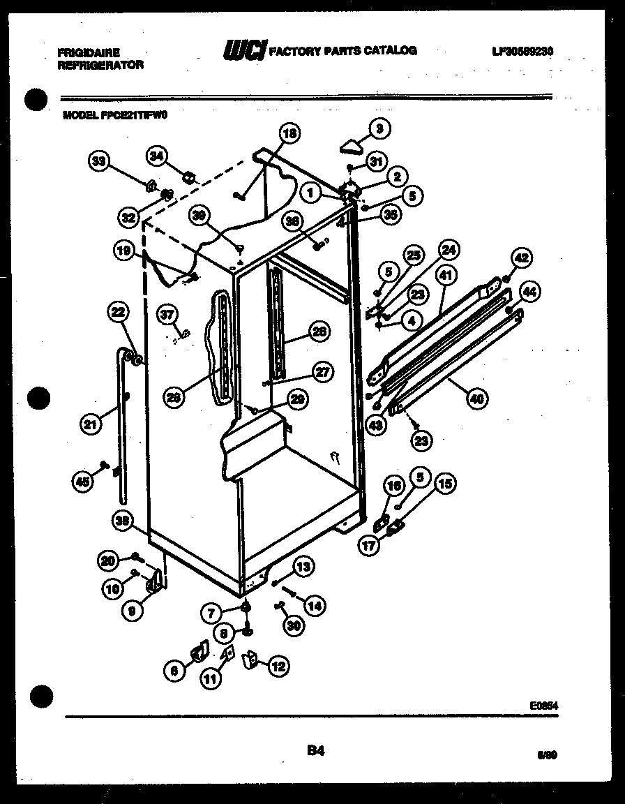 Frigidaire FPCE21TIFL0 cabinet parts diagram