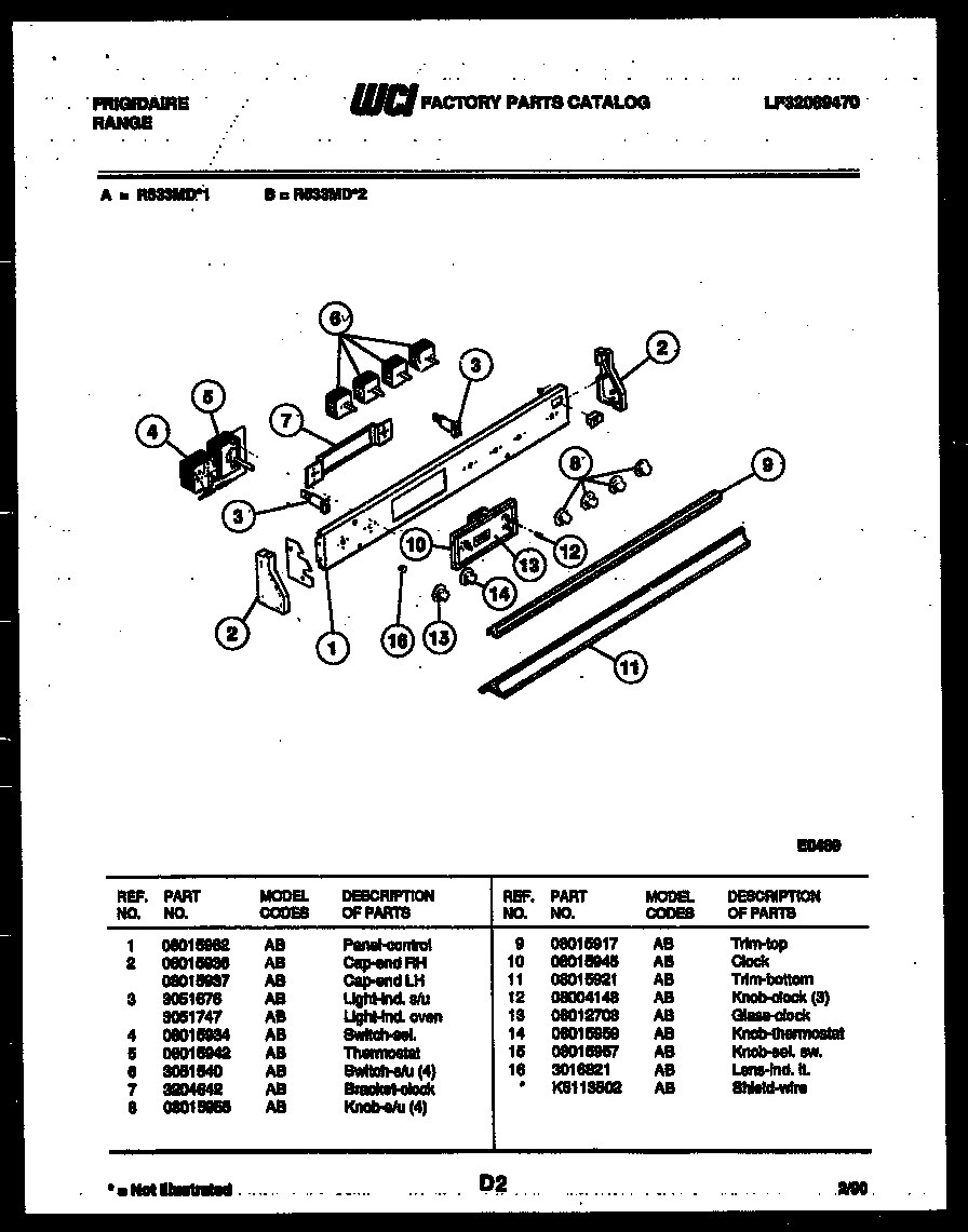 Frigidaire R533MDW2 control panel diagram