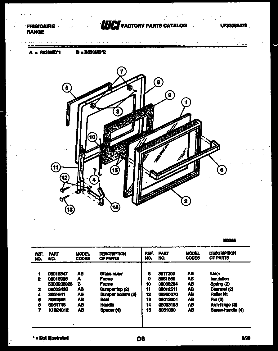 Frigidaire R533MDW2 door parts diagram