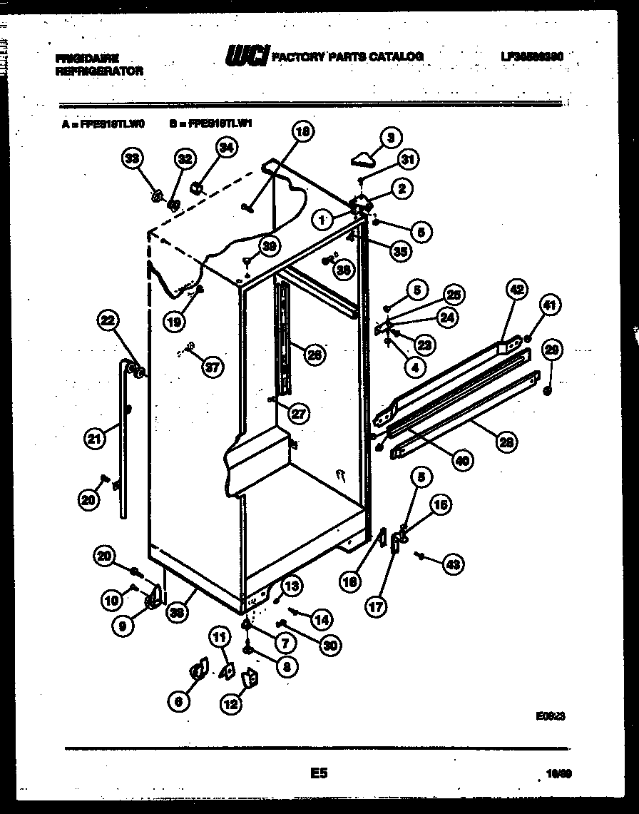 Frigidaire FPES18TLH1 cabinet parts diagram