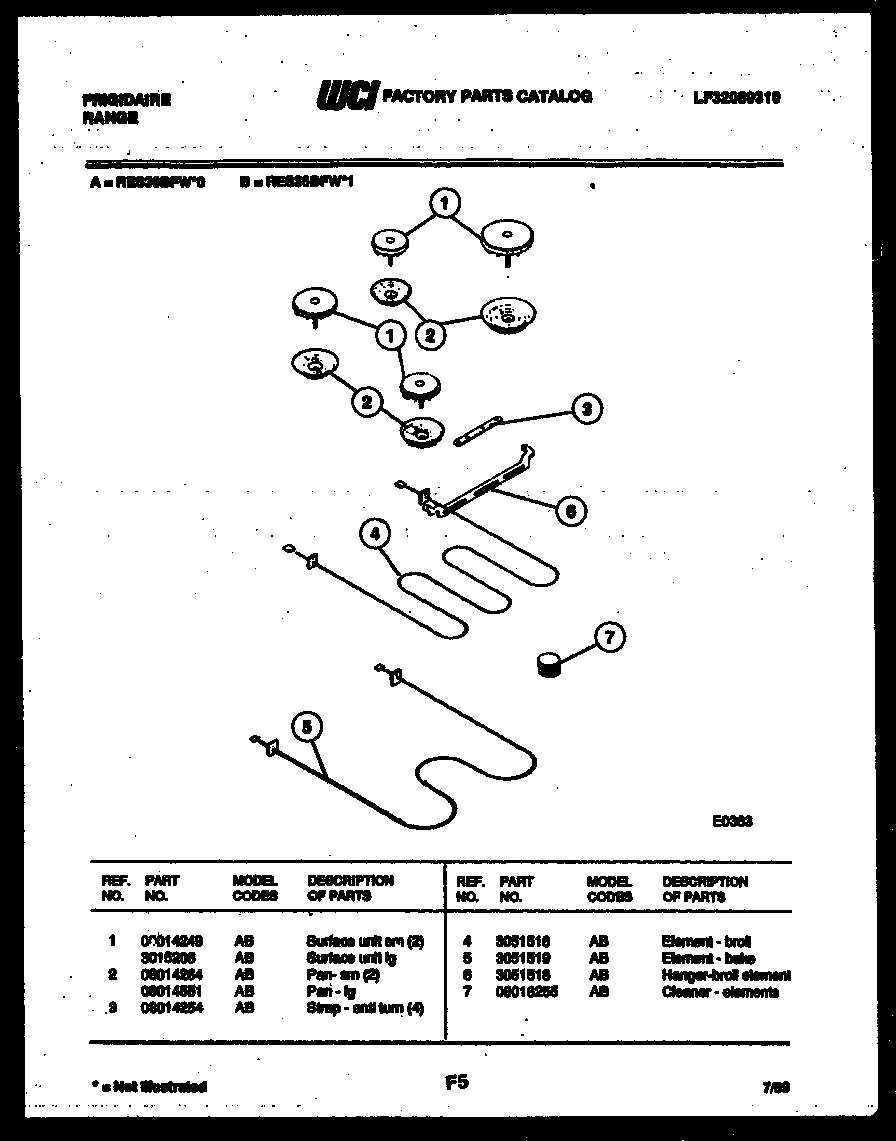 Frigidaire RES36BFW0 broiler parts diagram
