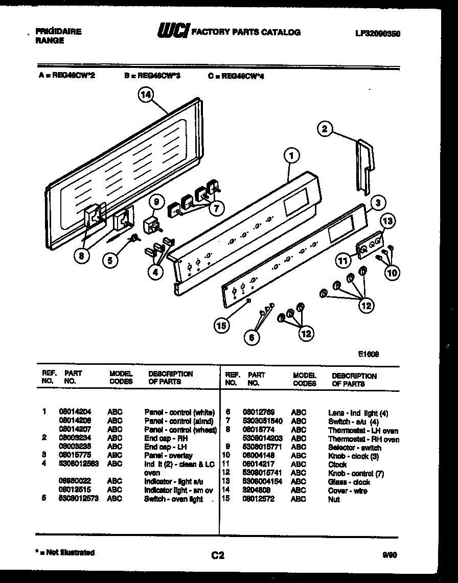 Frigidaire REG46CW3 control panel diagram