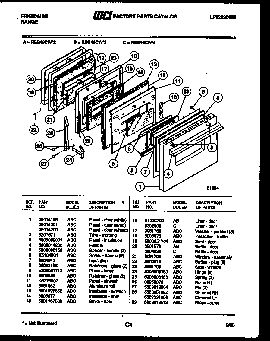 Frigidaire REG46CW3 door parts diagram