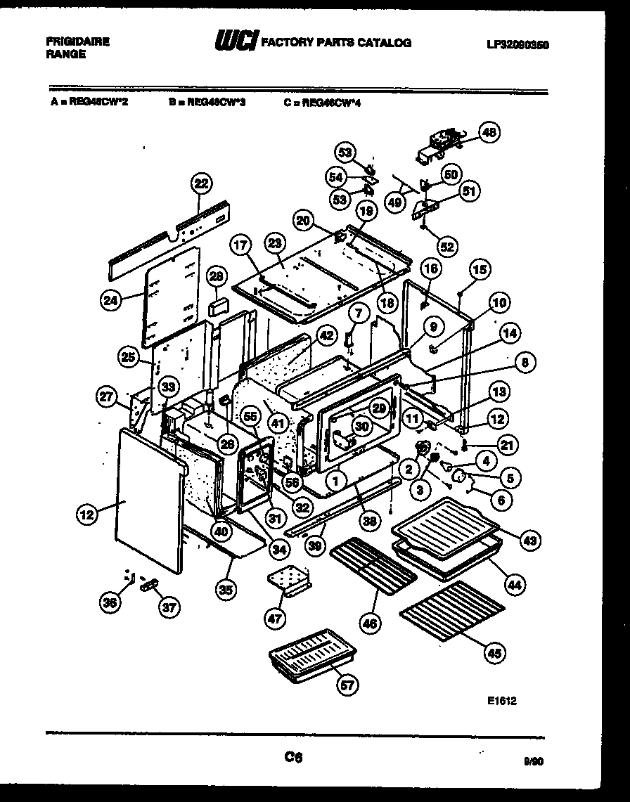 Frigidaire REG46CW3 body parts diagram