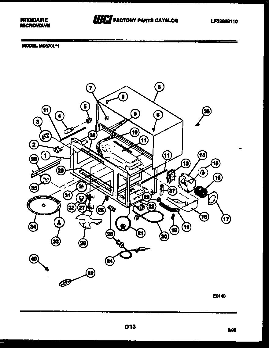 Frigidaire MC870L1 body parts diagram