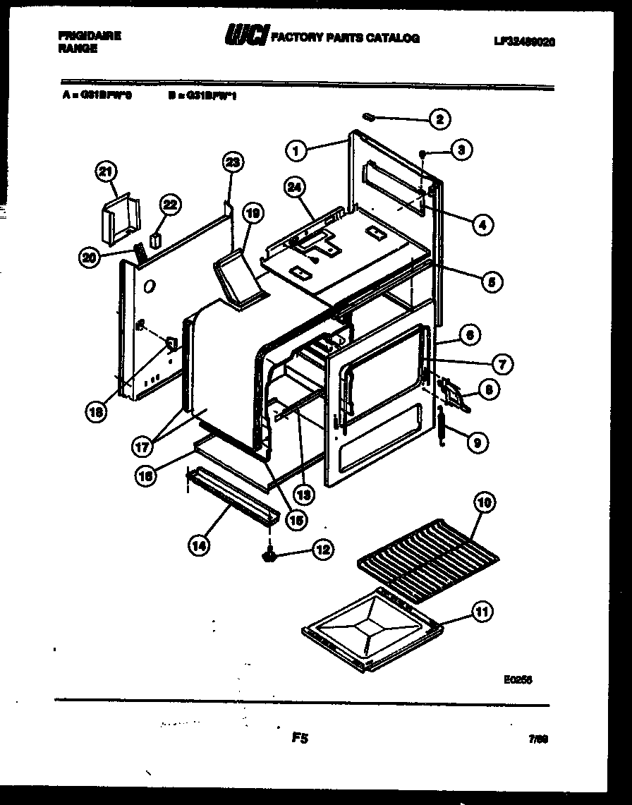 Frigidaire G31BFL0 body parts diagram