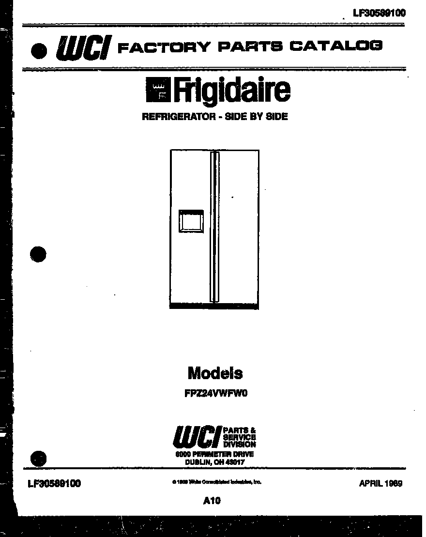Frigidaire FPZ24VWFH0 front cover diagram