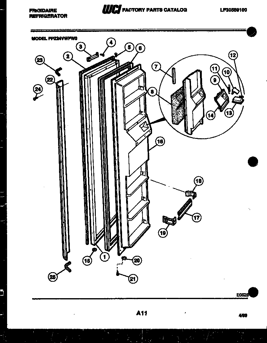 Frigidaire FPZ24VWFH0 freezer door parts diagram