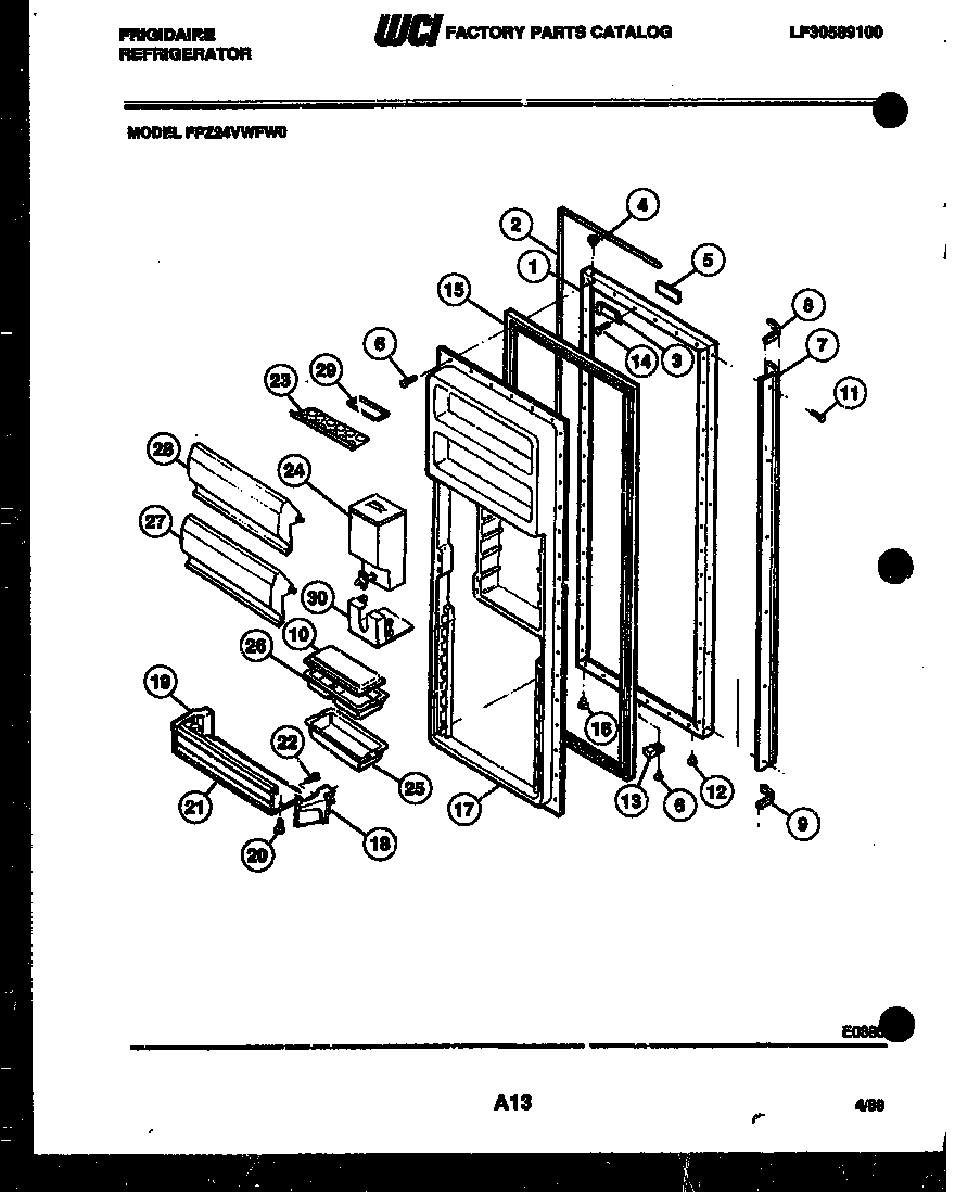 Frigidaire FPZ24VWFH0 refrigerator door parts diagram