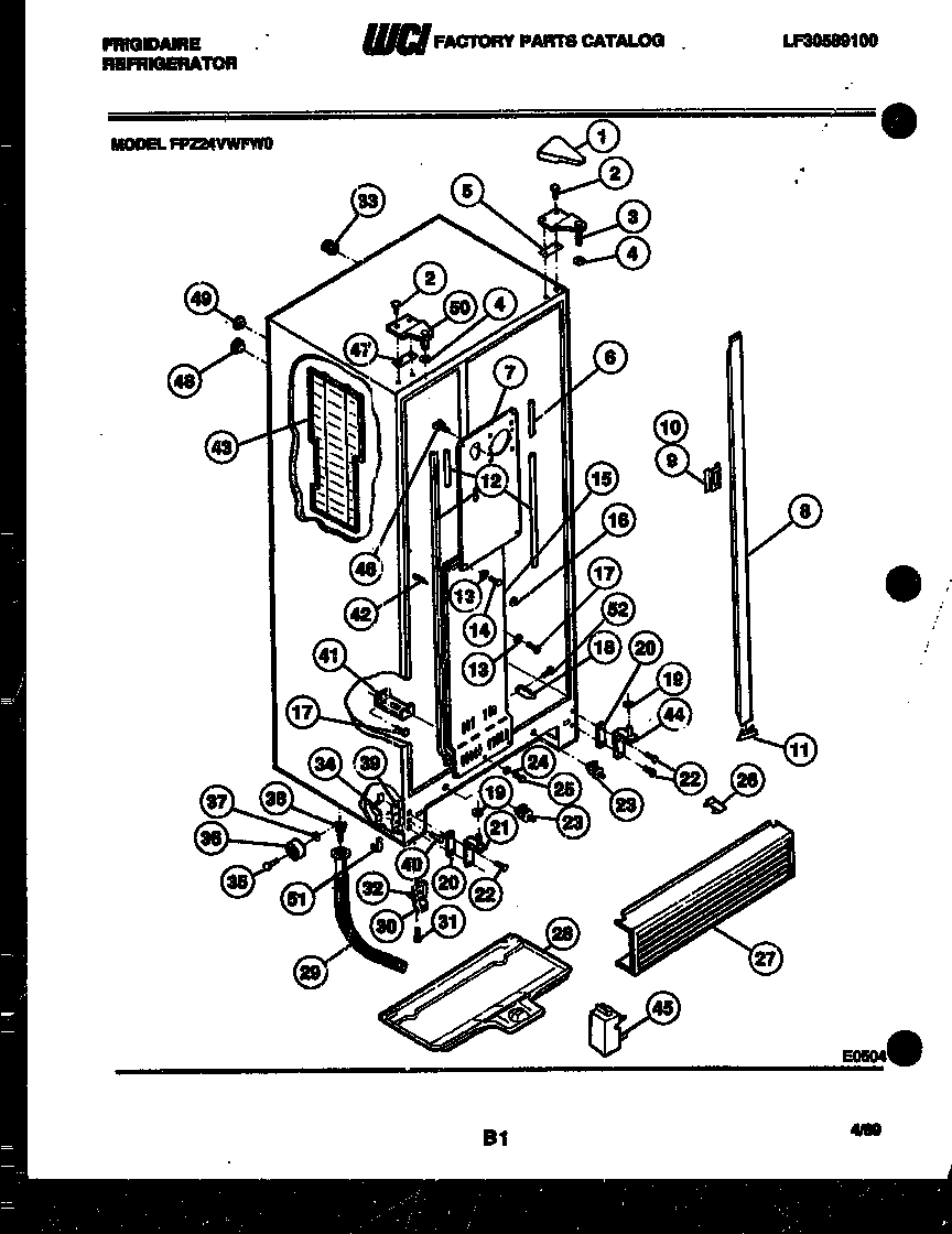 Frigidaire FPZ24VWFH0 cabinet parts diagram