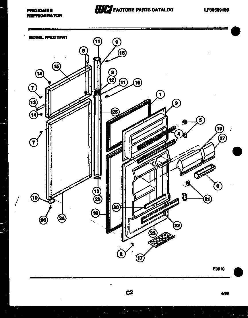 Frigidaire FPE21TFW1 door parts diagram