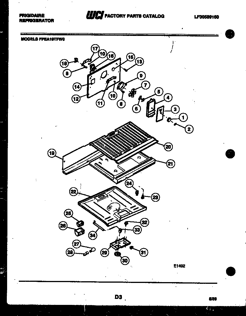 Frigidaire FPEA19TFH0 refrigerator and damper control assembly diagram