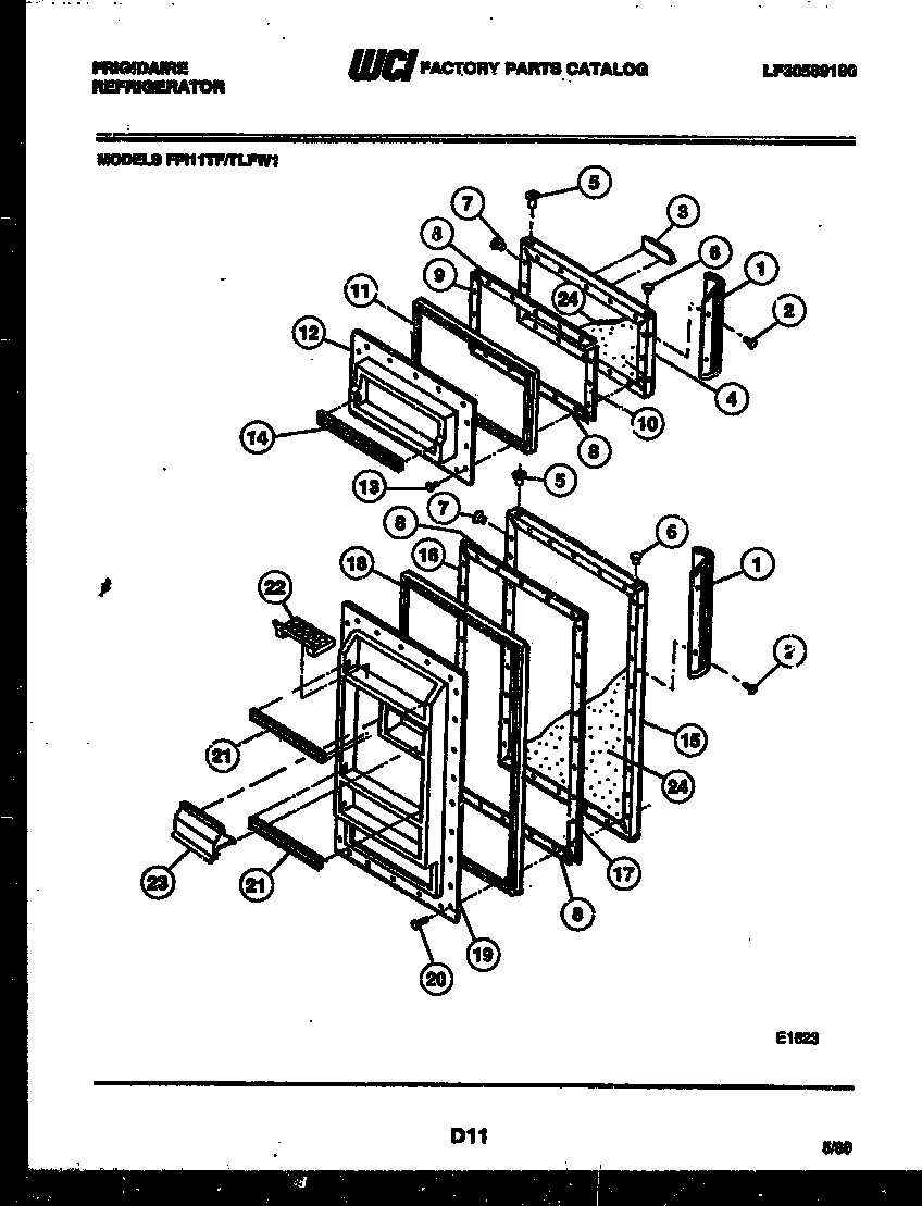 Frigidaire FPI11TFL1 door parts diagram