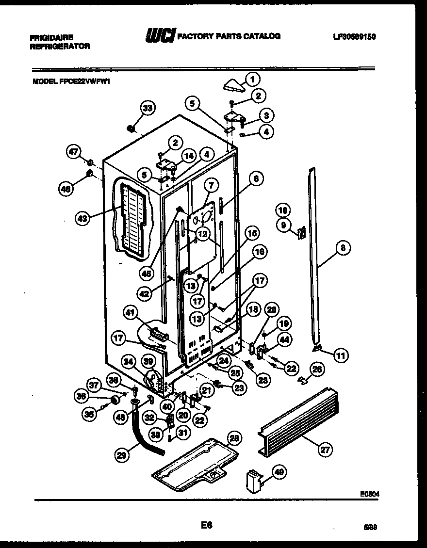 Frigidaire FPCE22VWFL1 cabinet parts diagram