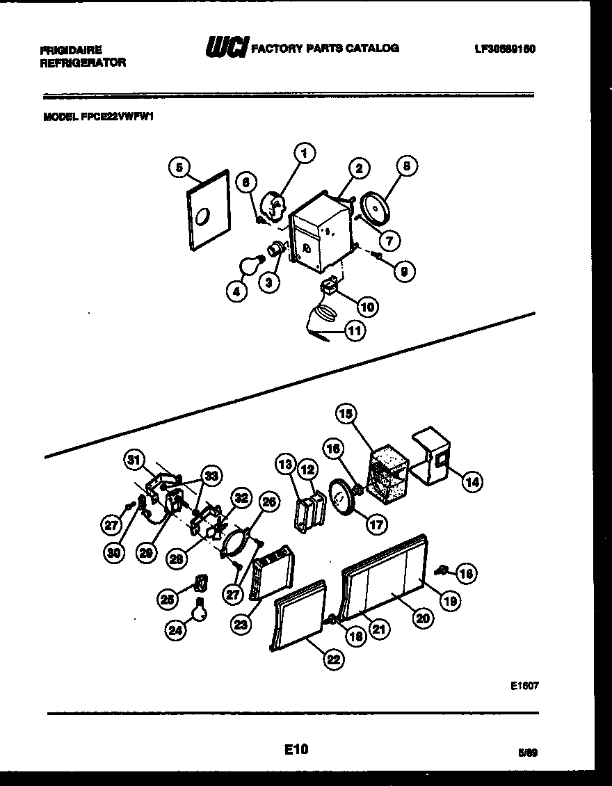 Frigidaire FPCE22VWFL1 refrigerator control assembly, damper control assembly and f diagram