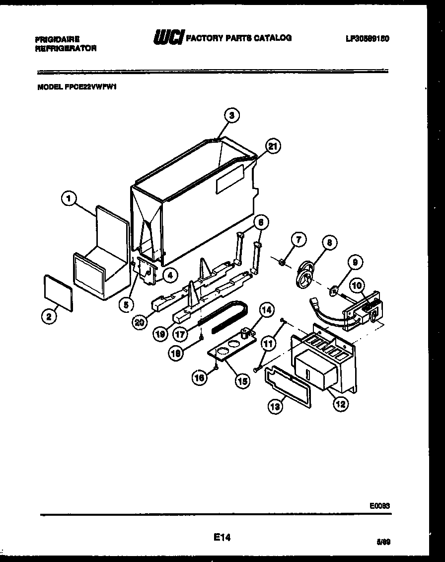 Frigidaire FPCE22VWFL1 ice dispenser diagram