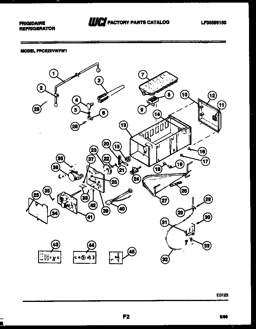 Frigidaire FPCE22VWFL1 ice maker and installation parts diagram