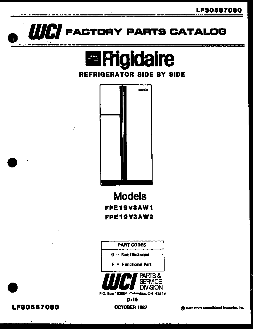Frigidaire FPE19V3AH1 front cover diagram
