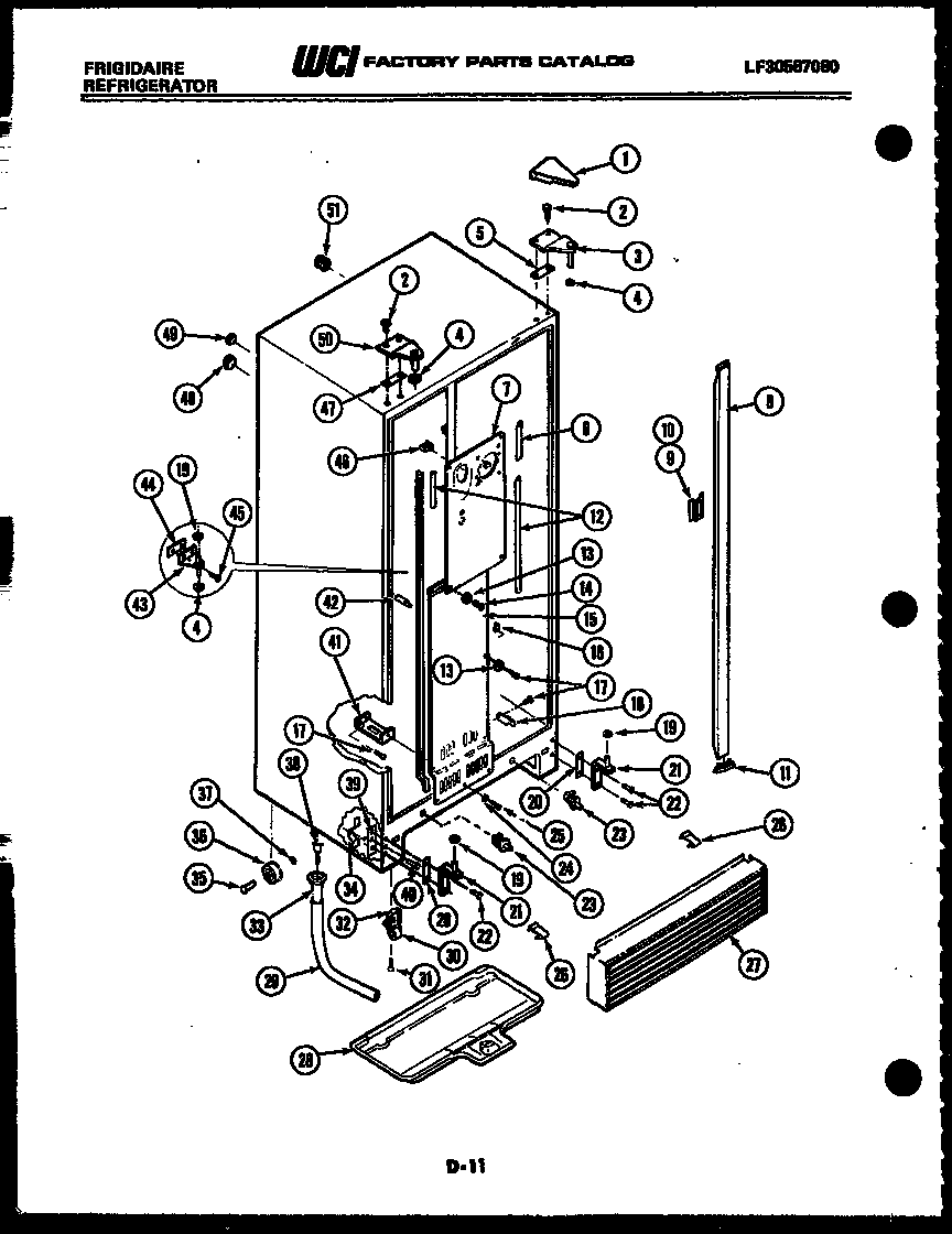 Frigidaire FPE19V3AH1 cabinet parts diagram