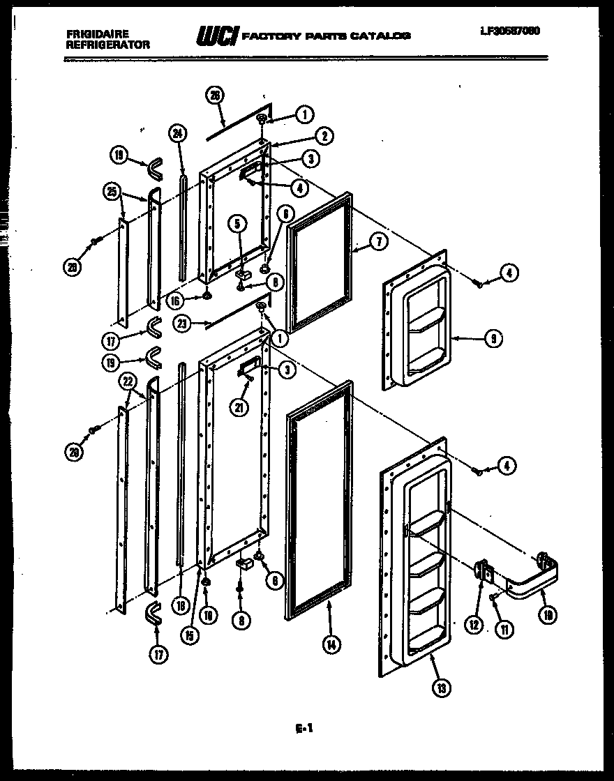 Frigidaire FPE19V3AH1 freezer door parts diagram
