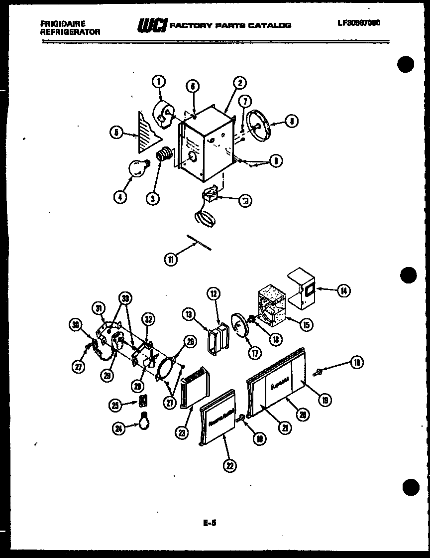 Frigidaire FPE19V3AH1 refrigerator control assembly, damper control assembly and f diagram