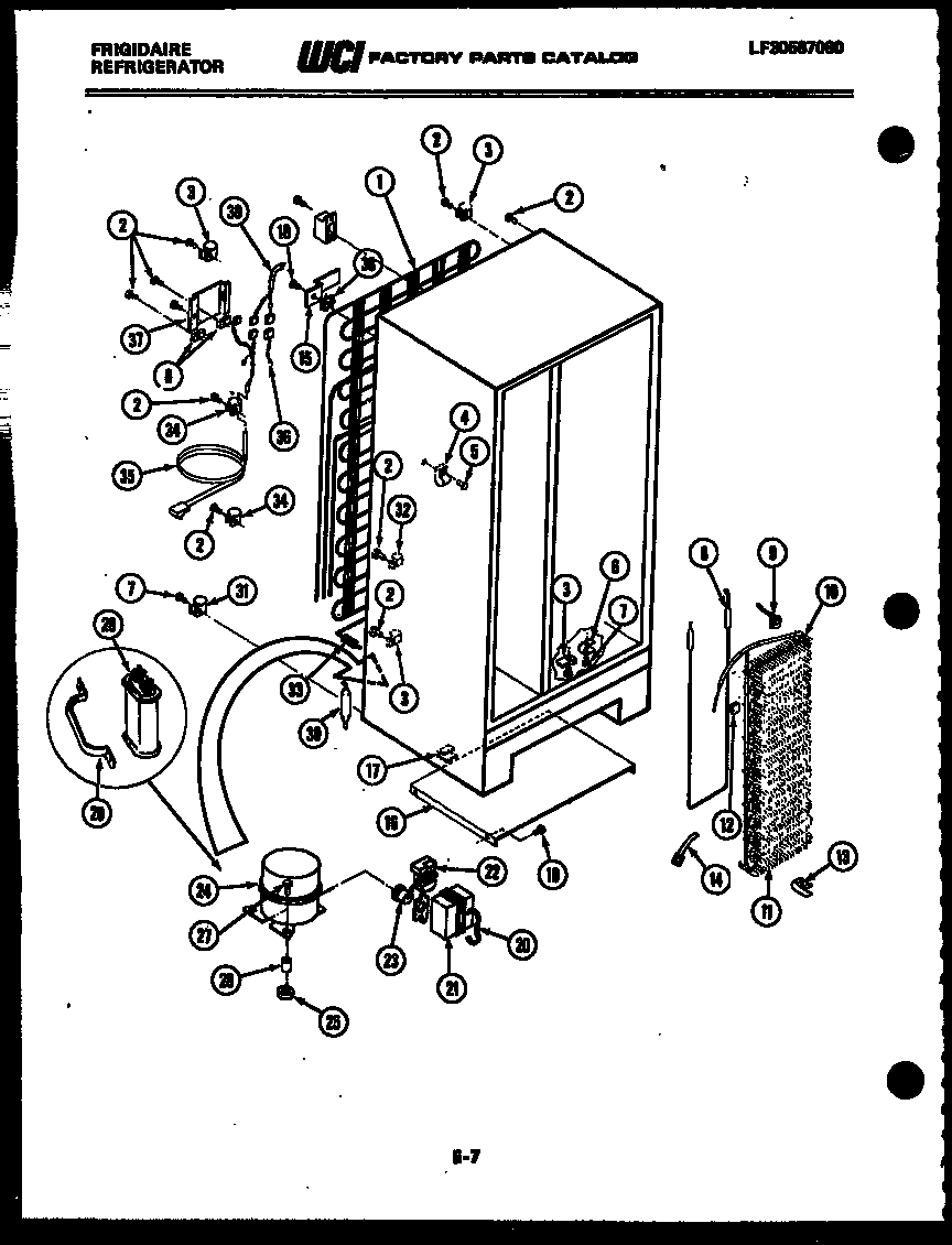 Frigidaire FPE19V3AH1 system and automatic defrost parts diagram