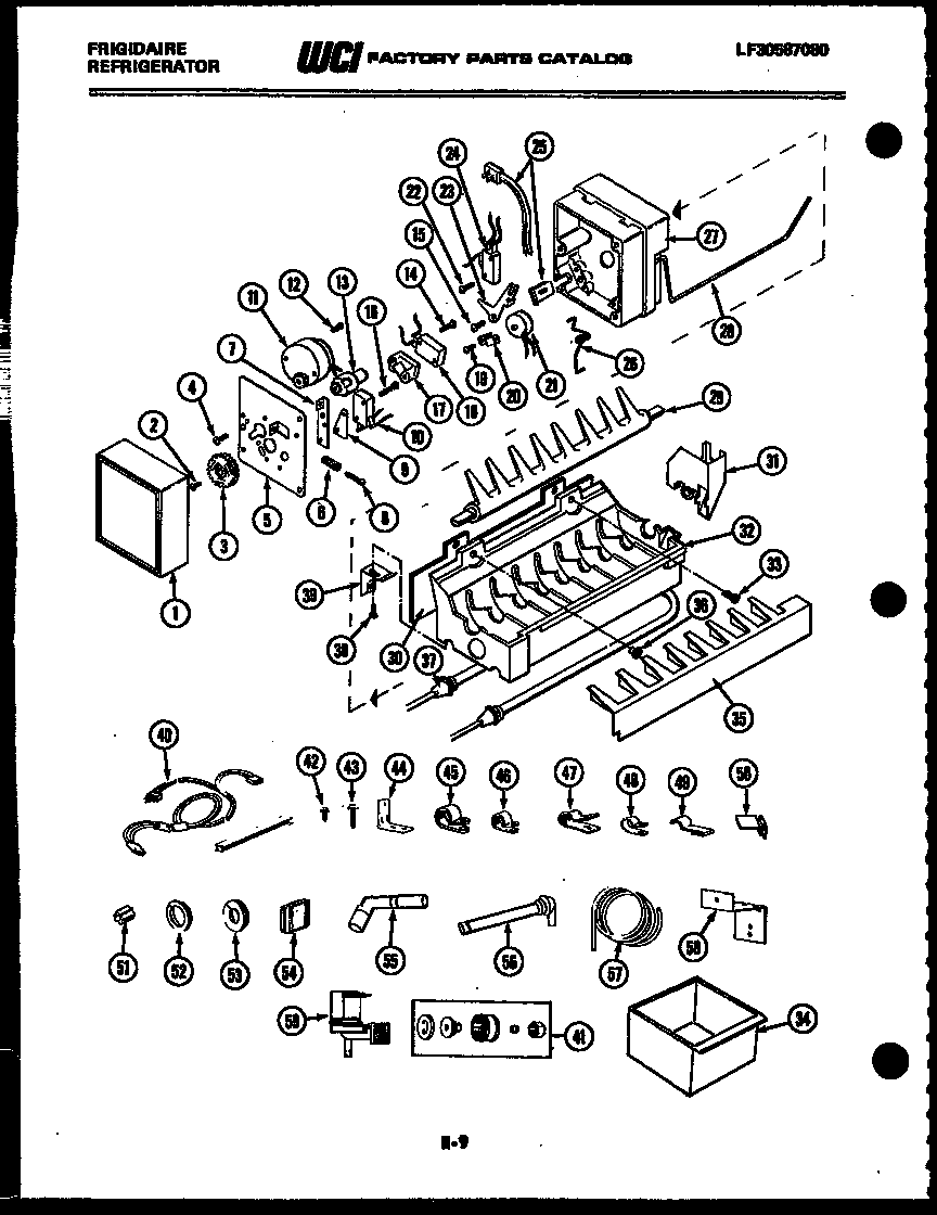 Frigidaire FPE19V3AH1 ice maker and installation parts diagram