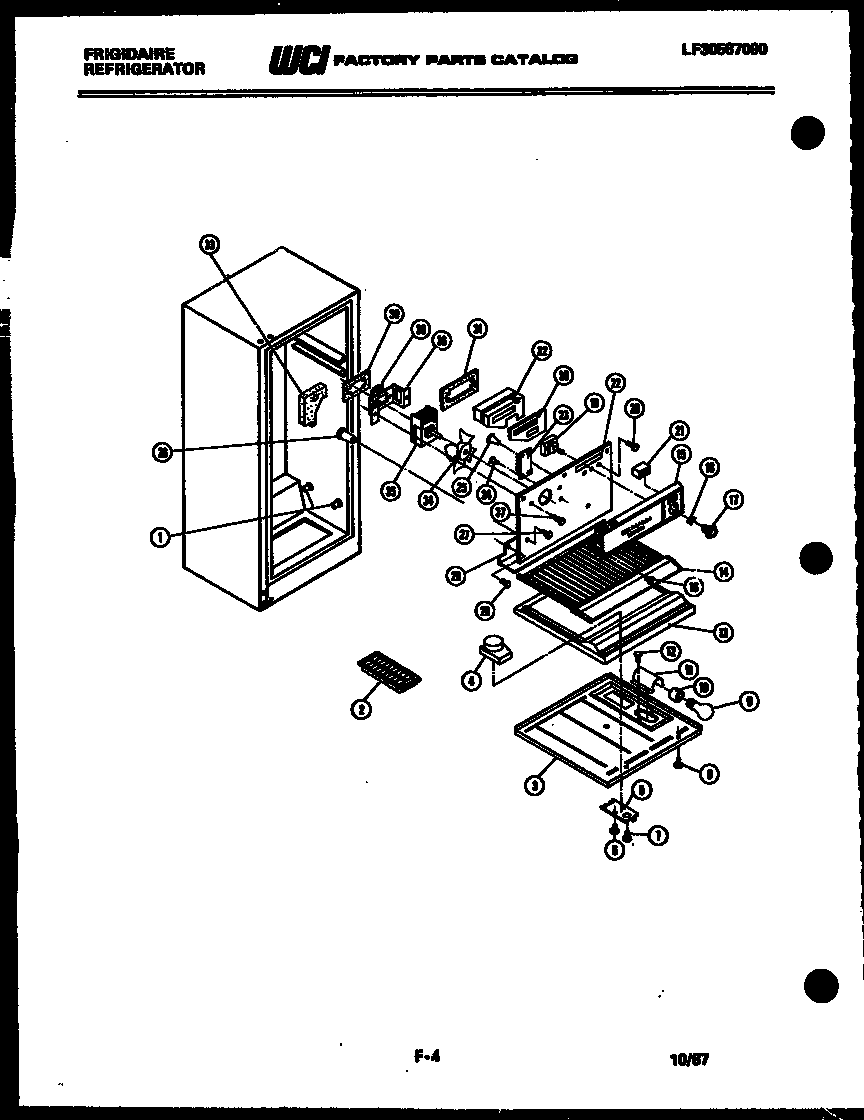 Frigidaire FPI11TLAW5 shelves and supports diagram