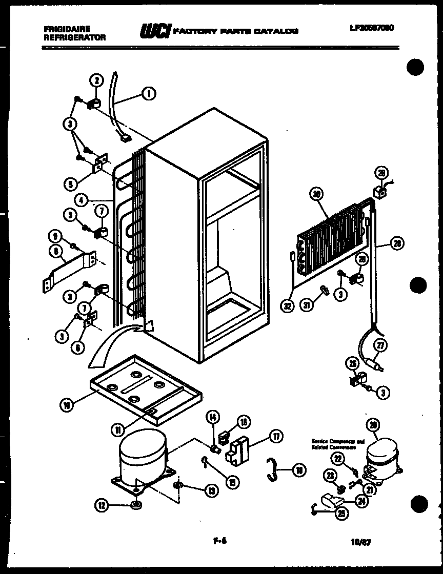 Frigidaire FPI11TLAW5 system and automatic defrost parts diagram