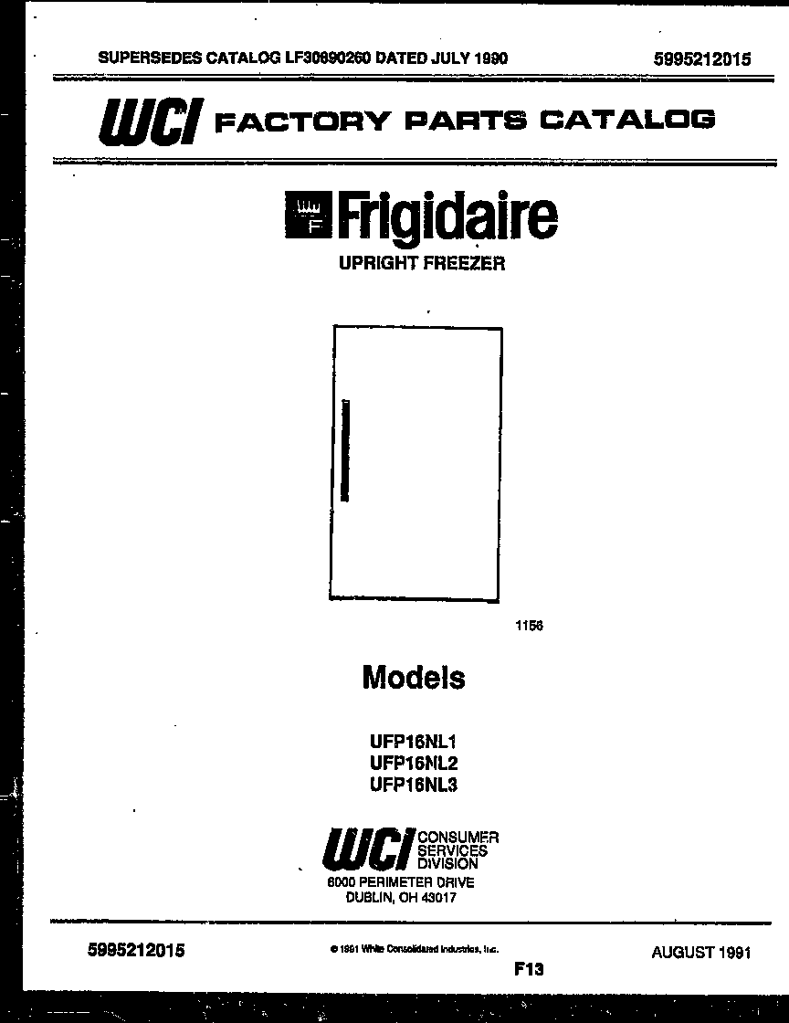 Frigidaire UFP16NL3 null diagram