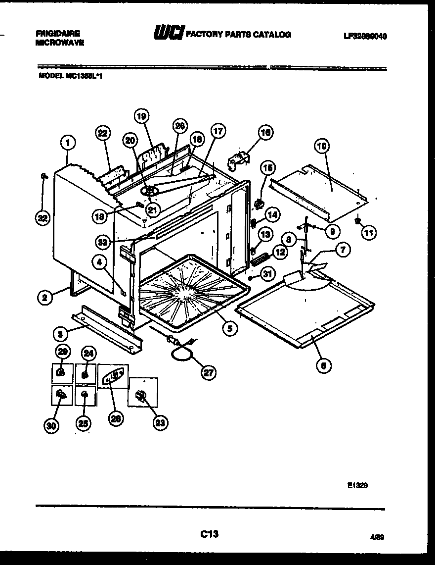 Frigidaire MC1355L1 body parts diagram