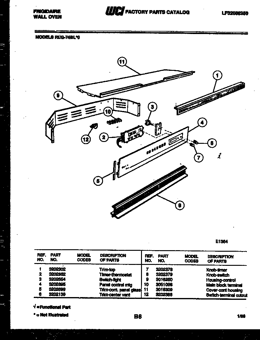 Frigidaire REG74BLB0 control panel diagram