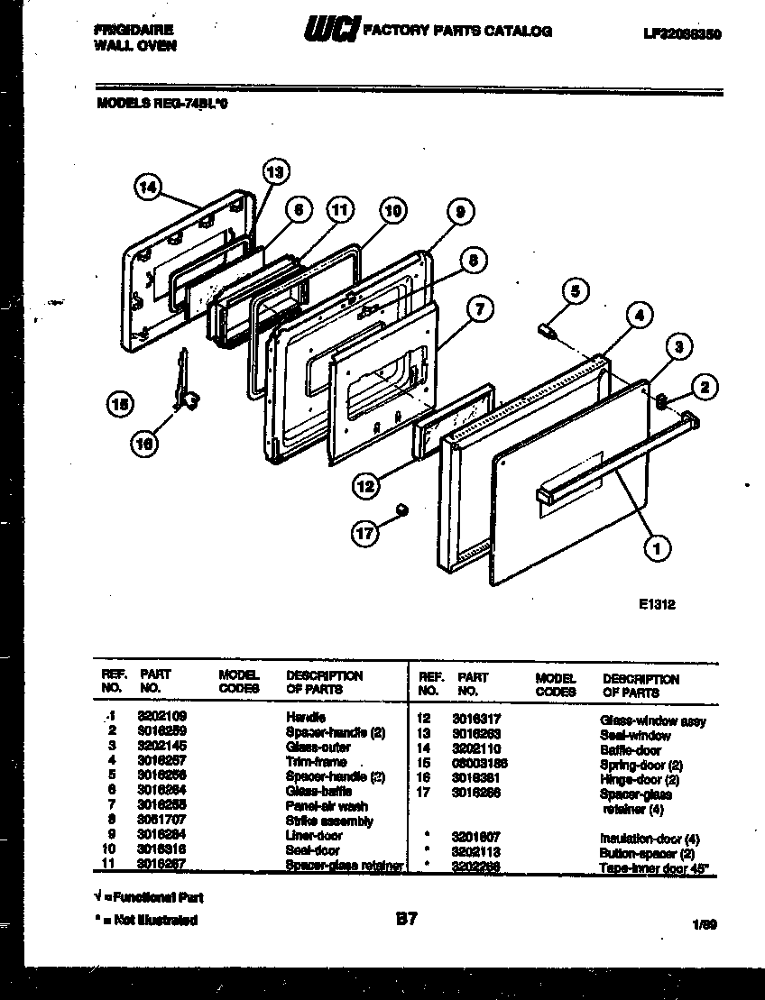 Frigidaire REG74BLB0 door parts diagram
