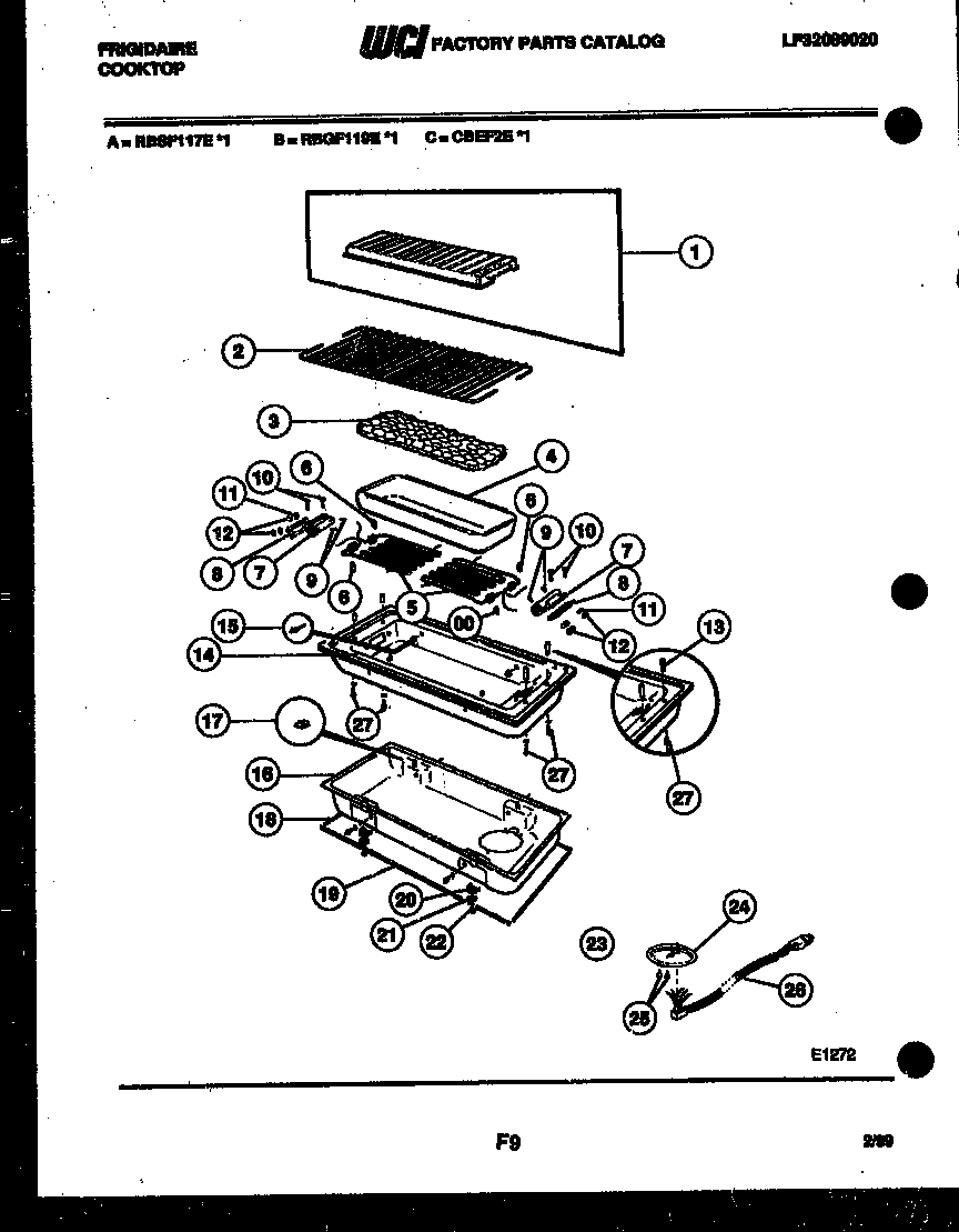 Frigidaire RBSF117EW1 control box parts diagram