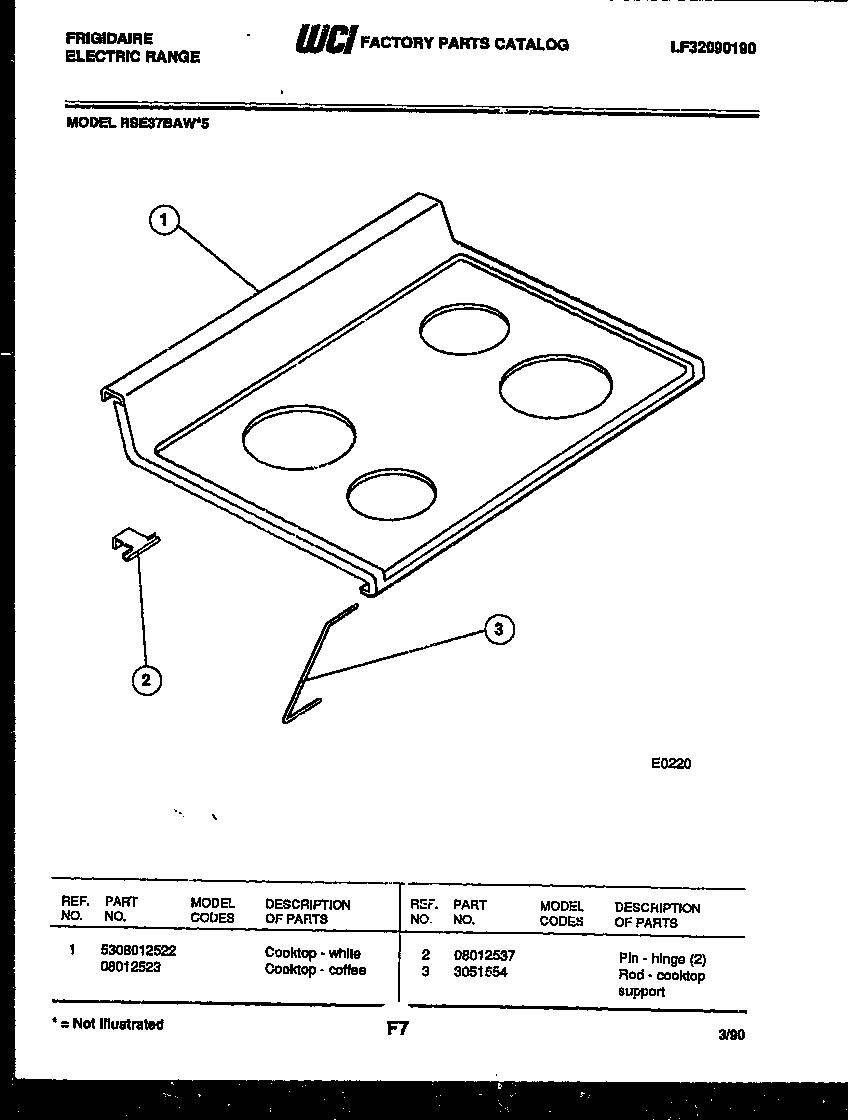 Frigidaire RSE37BAL5 cooktop parts diagram
